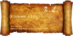 Kintner Lili névjegykártya